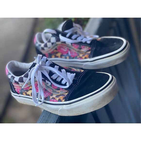 Vans Women’s Old Skool Rose Leopard Check Multicolor Sz 7 US - Picture 9 of 9